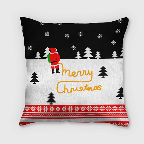 Подушка квадратная Merry christmas - Санта Клаус / 3D-принт – фото 1