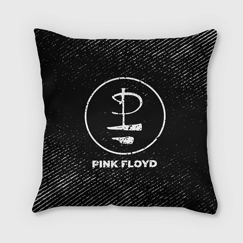 Подушка квадратная Pink Floyd с потертостями на темном фоне / 3D-принт – фото 1