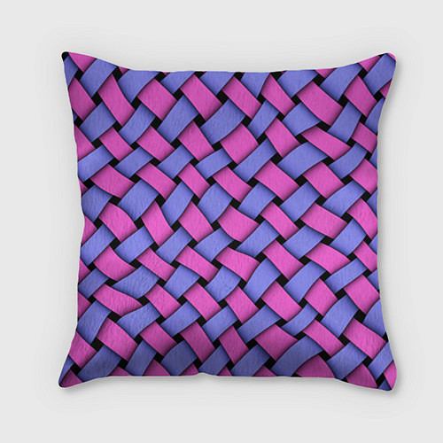 Подушка квадратная Фиолетово-сиреневая плетёнка - оптическая иллюзия / 3D-принт – фото 1
