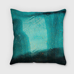 Подушка квадратная Сине-зелёный туман и мазки красок, цвет: 3D-принт