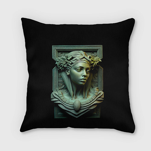 Подушка квадратная Нейросеть - барельеф античной девушки / 3D-принт – фото 1