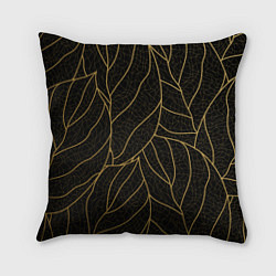 Подушка квадратная Золотые листья градиент, цвет: 3D-принт