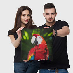 Подушка квадратная Красный попугай Ара, цвет: 3D-принт — фото 2