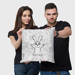 Подушка квадратная Счастливый кролик и снежинки, цвет: 3D-принт — фото 2