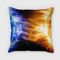 Подушка квадратная Борьба двух стихий - лёд и пламя, цвет: 3D-принт