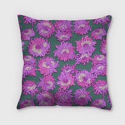 Подушка квадратная Яркие хризантемы, цвет: 3D-принт
