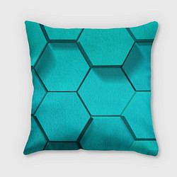 Подушка квадратная Большие бирюзовые соты, цвет: 3D-принт