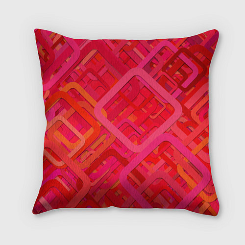 Подушка квадратная Красные абстрактные геометрические ромбы / 3D-принт – фото 1
