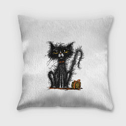 Подушка квадратная Лохматый котофей, цвет: 3D-принт