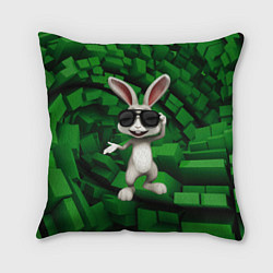 Подушка квадратная Прикольный заяц в тёмных очках, цвет: 3D-принт