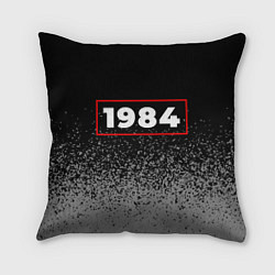 Подушка квадратная 1984 - в красной рамке на темном, цвет: 3D-принт