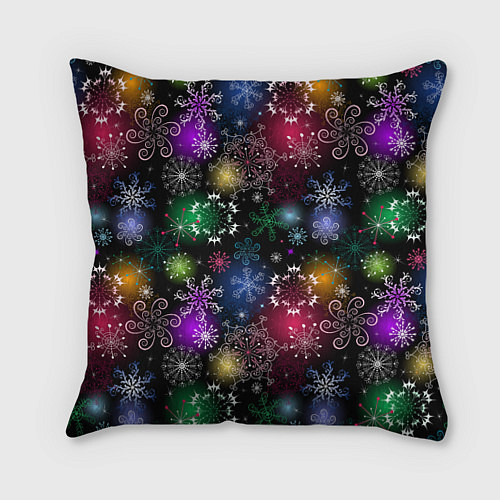 Подушка квадратная Разноцветные узоры / 3D-принт – фото 1