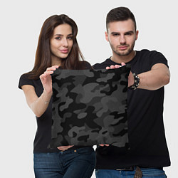 Подушка квадратная Черный ночной камуфляж, цвет: 3D-принт — фото 2