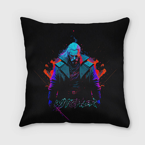 Подушка квадратная Witcher in neon style / 3D-принт – фото 1