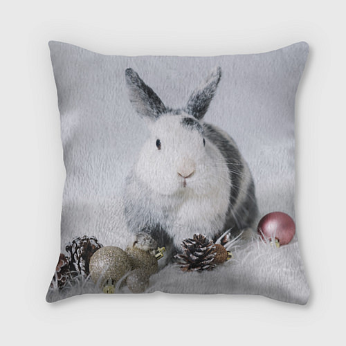 Подушка квадратная Кролик с шишками и игрушками / 3D-принт – фото 1