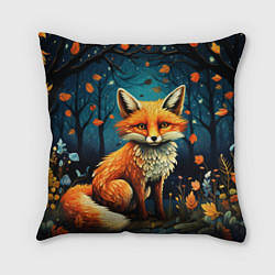 Подушка квадратная Лиса в Folk Art стиле