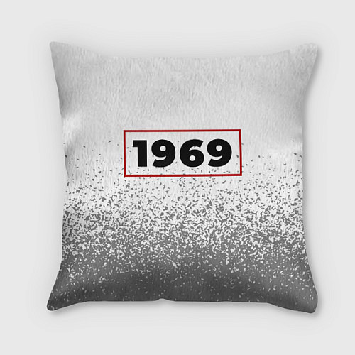 Подушка квадратная 1969 - в красной рамке на светлом / 3D-принт – фото 1