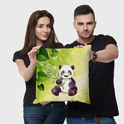 Подушка квадратная Панда на фоне листьев, цвет: 3D-принт — фото 2