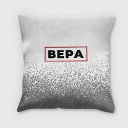 Подушка квадратная Вера - в красной рамке на светлом, цвет: 3D-принт