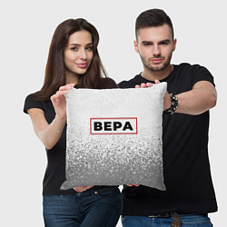 Подушка квадратная Вера - в красной рамке на светлом, цвет: 3D-принт — фото 2