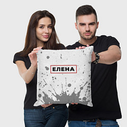 Подушка квадратная Елена - в красной рамке на светлом, цвет: 3D-принт — фото 2