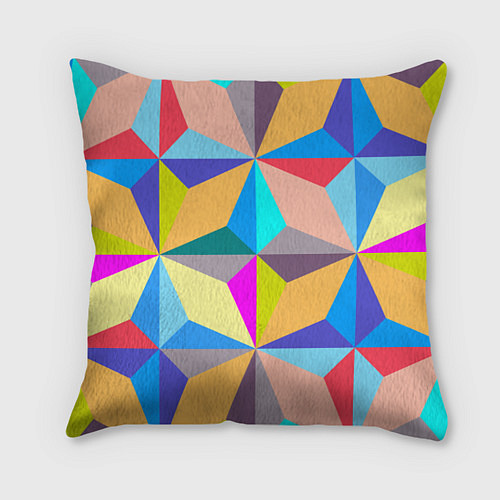 Подушка квадратная Полностью разноцветный ромбический паттерн / 3D-принт – фото 1