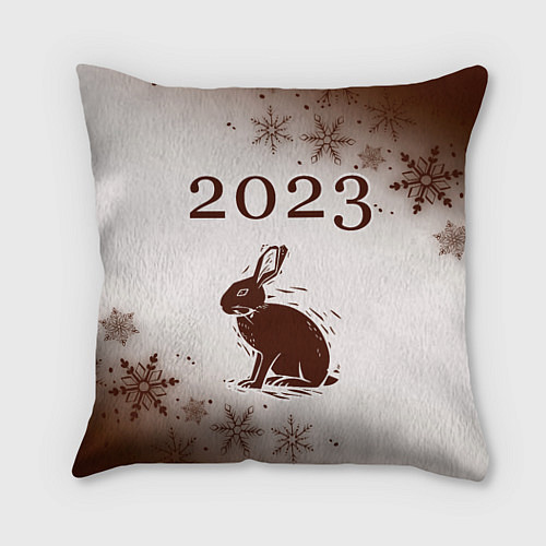 Подушка квадратная Кролик 2023 силуэт на светлом / 3D-принт – фото 1