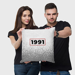Подушка квадратная 1991 - в красной рамке на светлом, цвет: 3D-принт — фото 2