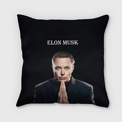 Подушка квадратная Илон Маск, портрет на черном фоне, цвет: 3D-принт