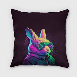 Подушка квадратная Модный кролик в очках, цвет: 3D-принт
