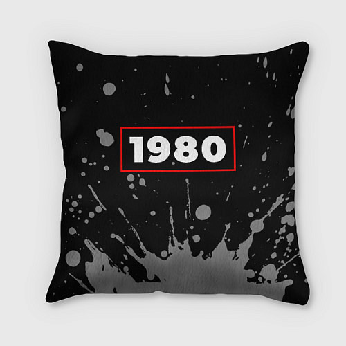 Подушка квадратная 1980 - в красной рамке на темном / 3D-принт – фото 1