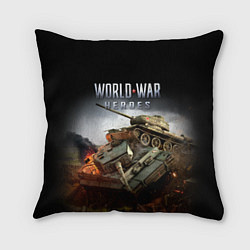Подушка квадратная World War Heroes логотип и танки