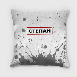 Подушка квадратная Степан - в красной рамке на светлом, цвет: 3D-принт
