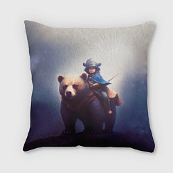 Подушка квадратная Медвежий наездник, цвет: 3D-принт