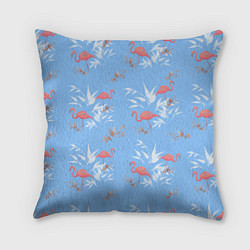 Подушка квадратная Паттерн с фламинго, цвет: 3D-принт