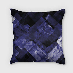 Подушка квадратная Синие, чёрные и белые полоски, цвет: 3D-принт