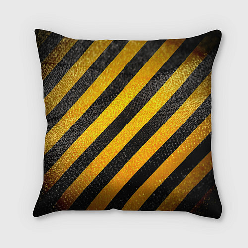 Подушка квадратная Черно-желтая опасность / 3D-принт – фото 1