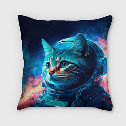 Подушка квадратная Кот космонавт и звезды, цвет: 3D-принт