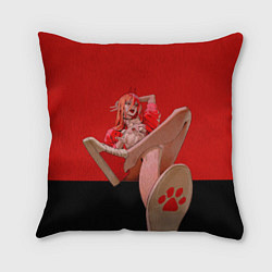 Подушка квадратная Человек бензопила: пауэр демон крови с котиком, цвет: 3D-принт