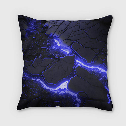 Подушка квадратная Красивая синяя неоновая лава / 3D-принт – фото 1