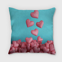 Подушка квадратная Россыпь сердец на день святого валентина, цвет: 3D-принт