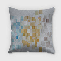 Подушка квадратная Геометрические золотые, синие и белые кубы