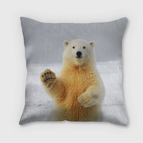 Подушка квадратная Белый медведь приветствует / 3D-принт – фото 1