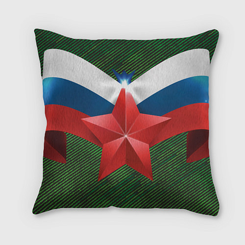 Подушка квадратная Звезда на фоне флага / 3D-принт – фото 1