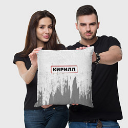 Подушка квадратная Кирилл - в красной рамке на светлом, цвет: 3D-принт — фото 2