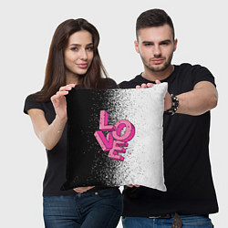 Подушка квадратная Love - розовый, цвет: 3D-принт — фото 2