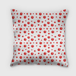 Подушка квадратная Узор из красных шариков на белом фоне, цвет: 3D-принт