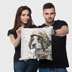 Подушка квадратная Акварельный щенок в военном камуфляже, цвет: 3D-принт — фото 2