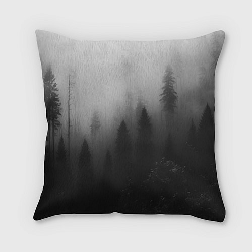 Подушка квадратная Красивый туманный лес / 3D-принт – фото 1
