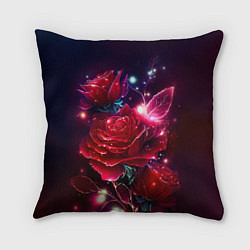 Подушка квадратная Розы с огоньками, цвет: 3D-принт